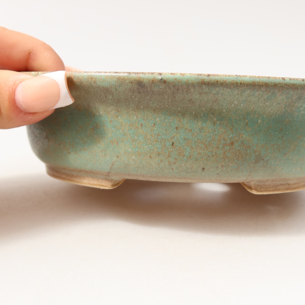 Ceramiczna miska do bonsai 15,5 x 14,5 x 4 cm, kolor zielony