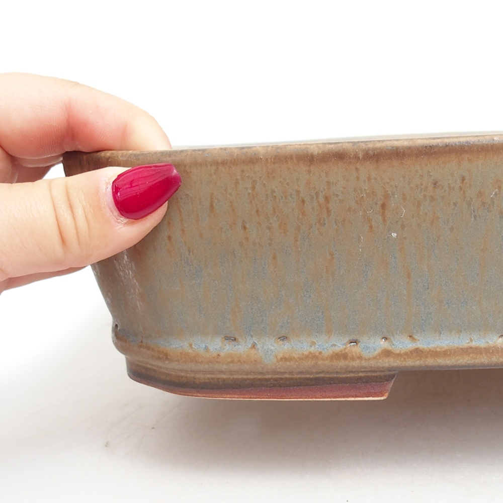 Ceramiczna miska do bonsai  24,5 x 21 x 6  cm, kolor niebieski