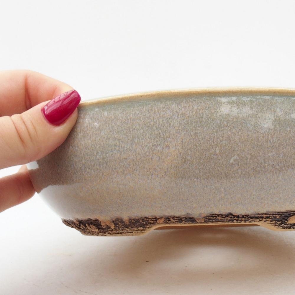 Ceramiczna miska bonsai 20 x 20 x 5,5 cm, kolor zielony