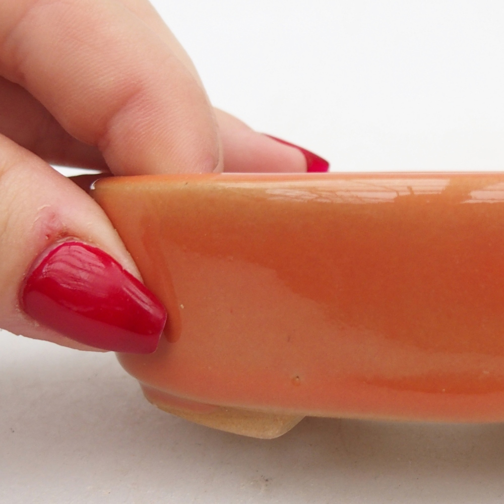 Ceramiczna miska na bonsai 9,5 x 8 x 3 cm, pomarańczowa