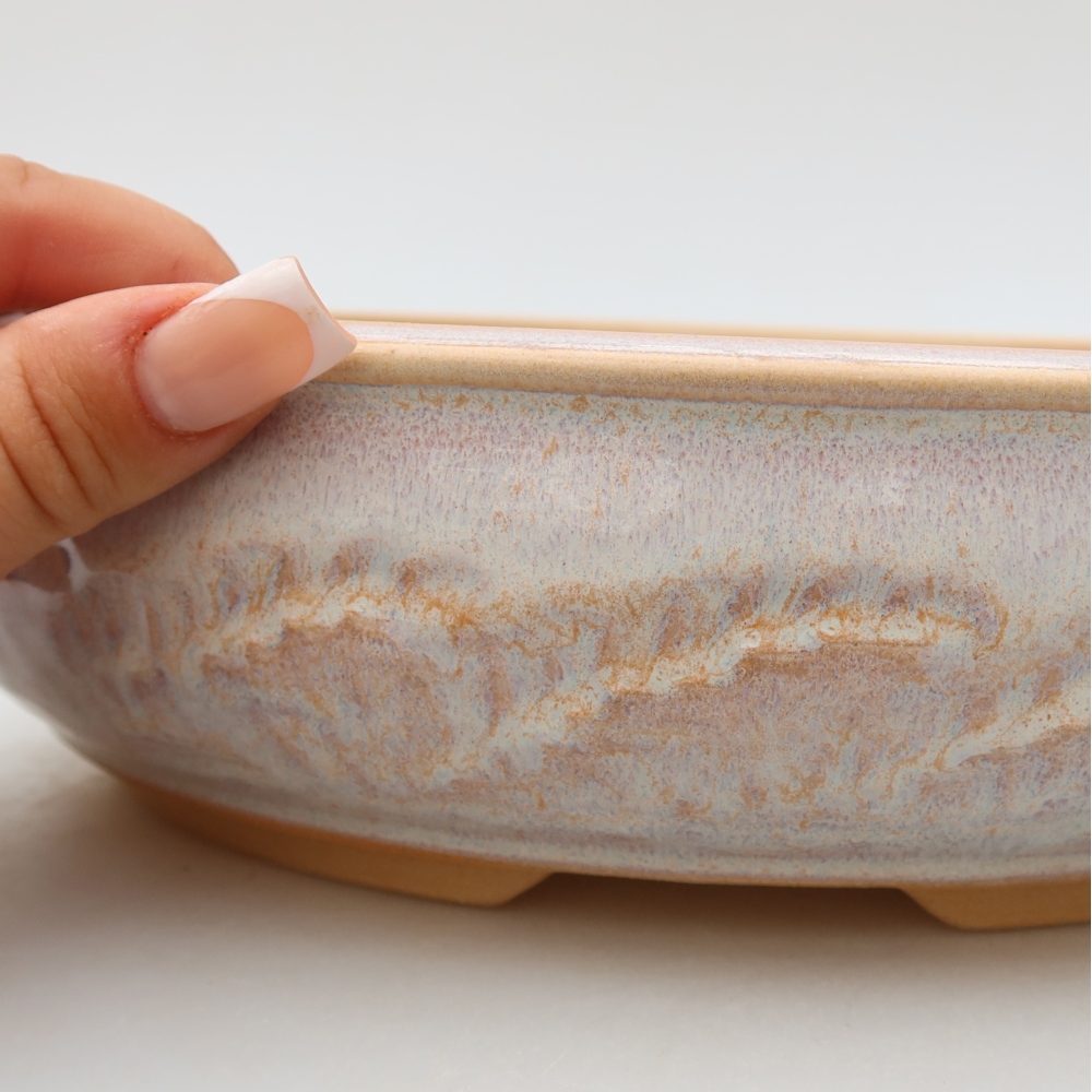 Ceramiczna doniczka do bonsai 25,5 x 25,5 x 6,5 cm, kolor beżowy
