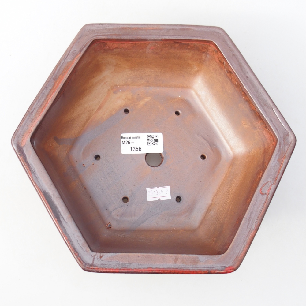 Ceramiczna miska do bonsai 24 x 21 x 7,5 cm, kolor czerwony