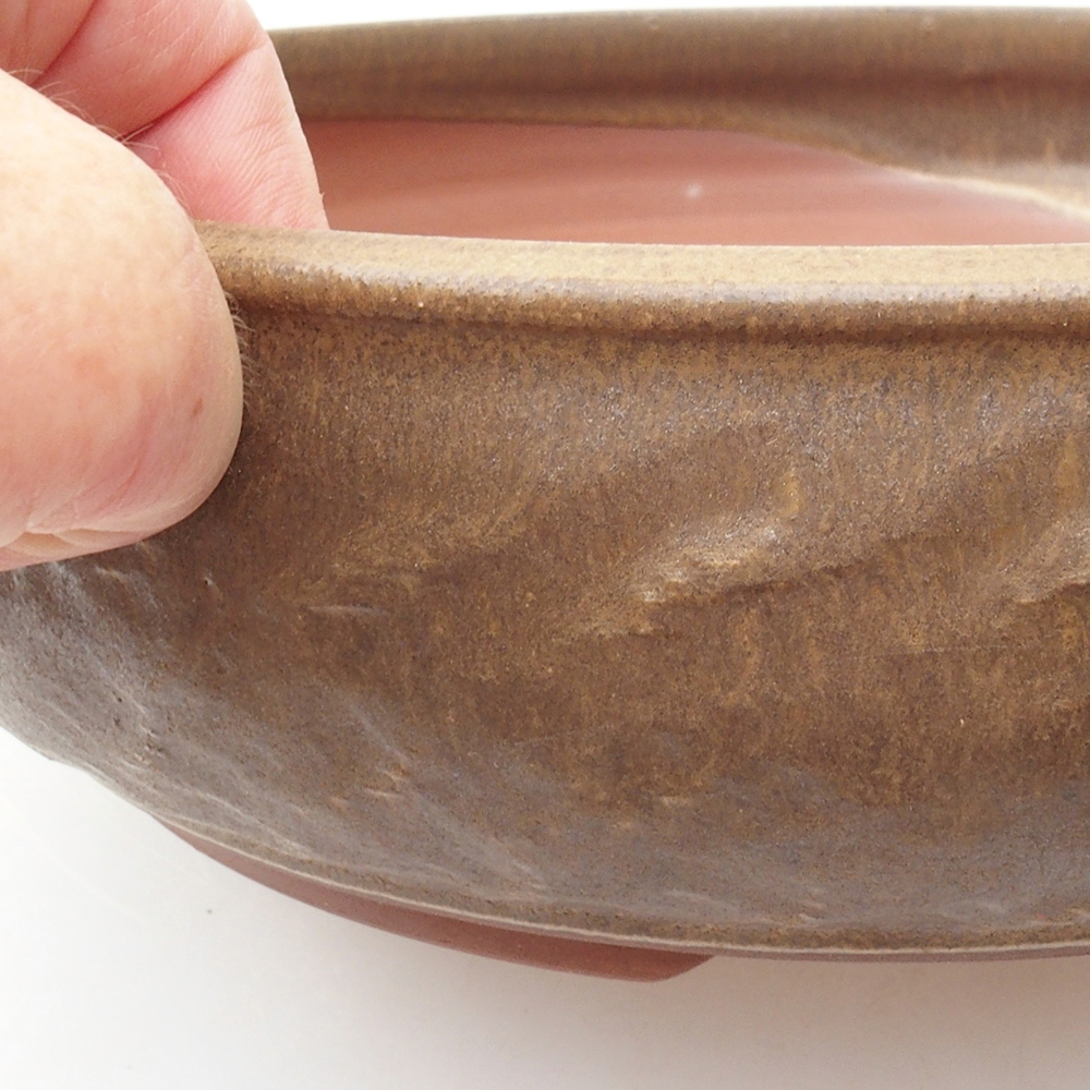 Ceramiczna miska bonsai 25,5 x 25,5 x 7 cm, kolor brązowy