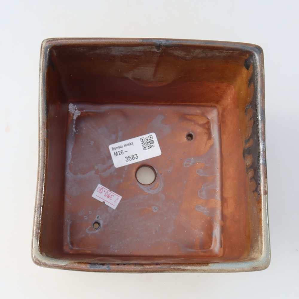 Ceramiczna miska do bonsai 15,5 x 15,5 x 11 cm, kolor brązowy