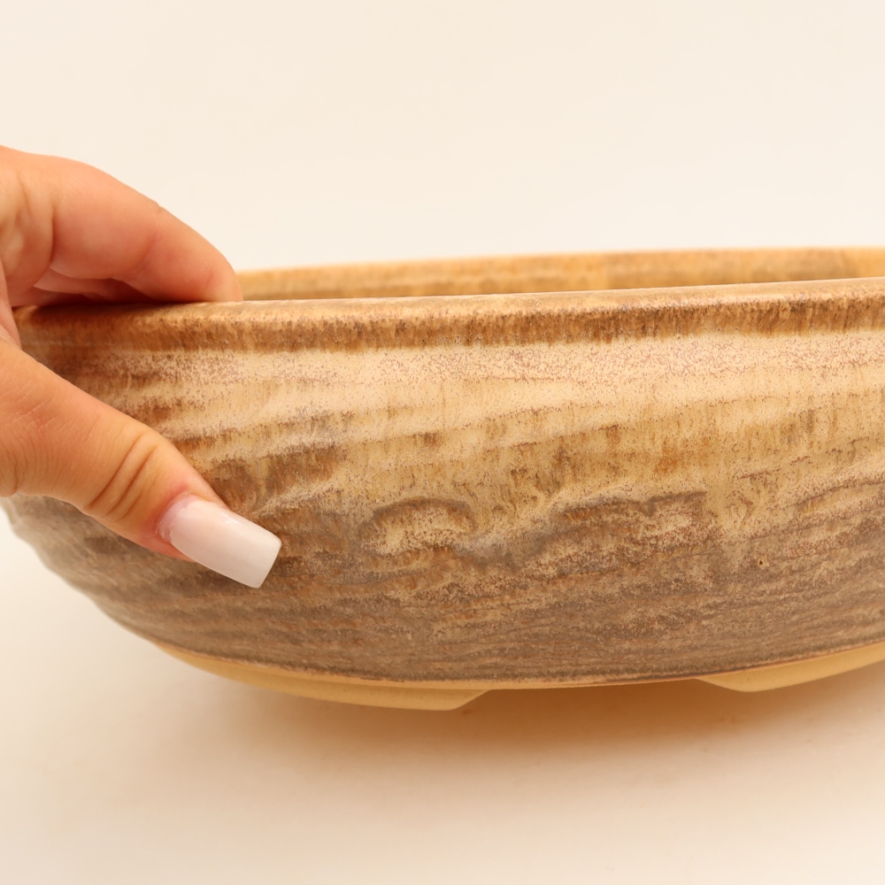 Ceramiczna miska do bonsai 32 x 32 x 9,5 cm, kolor brązowy
