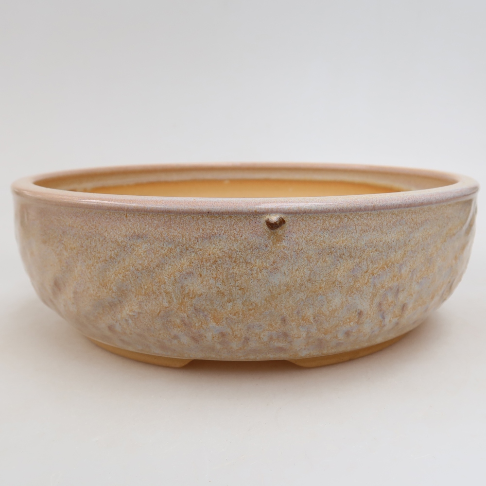 Ceramiczna miska do bonsai 22,5 x 22,5 x 7 cm, kolor beżowy