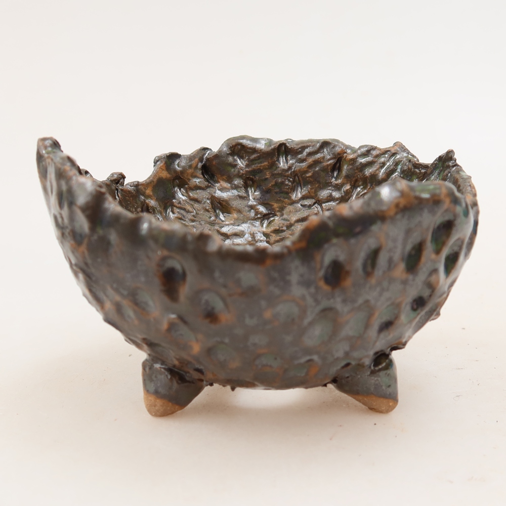 Ceramiczna skorupa  10 x 9,5 x 6 cm, kolor brązowo-zielony