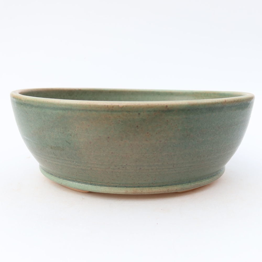 Ceramiczna miska do bonsai 18 x 18 x 6,5 cm, kolor zielony