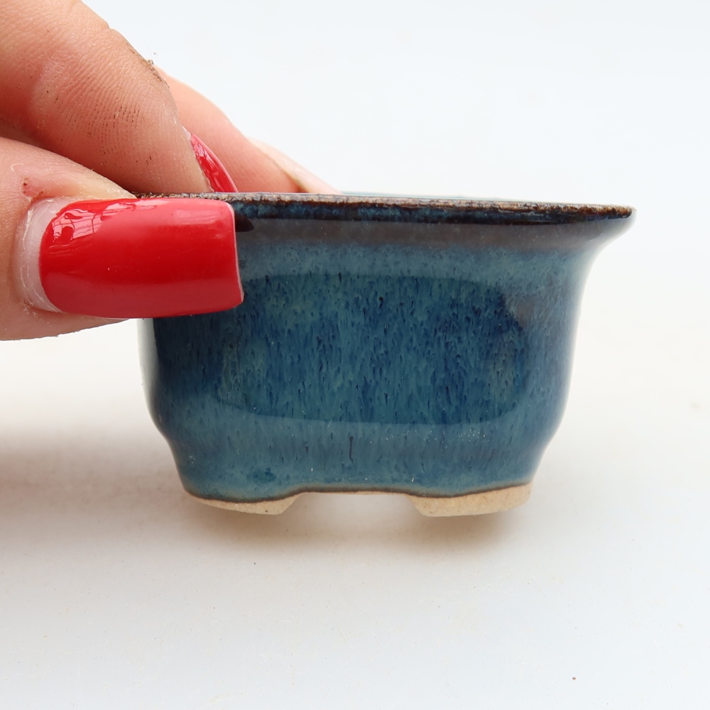 Ceramiczna miseczka do bonsai 6 x 5 x 3,5 cm, kolor niebieski