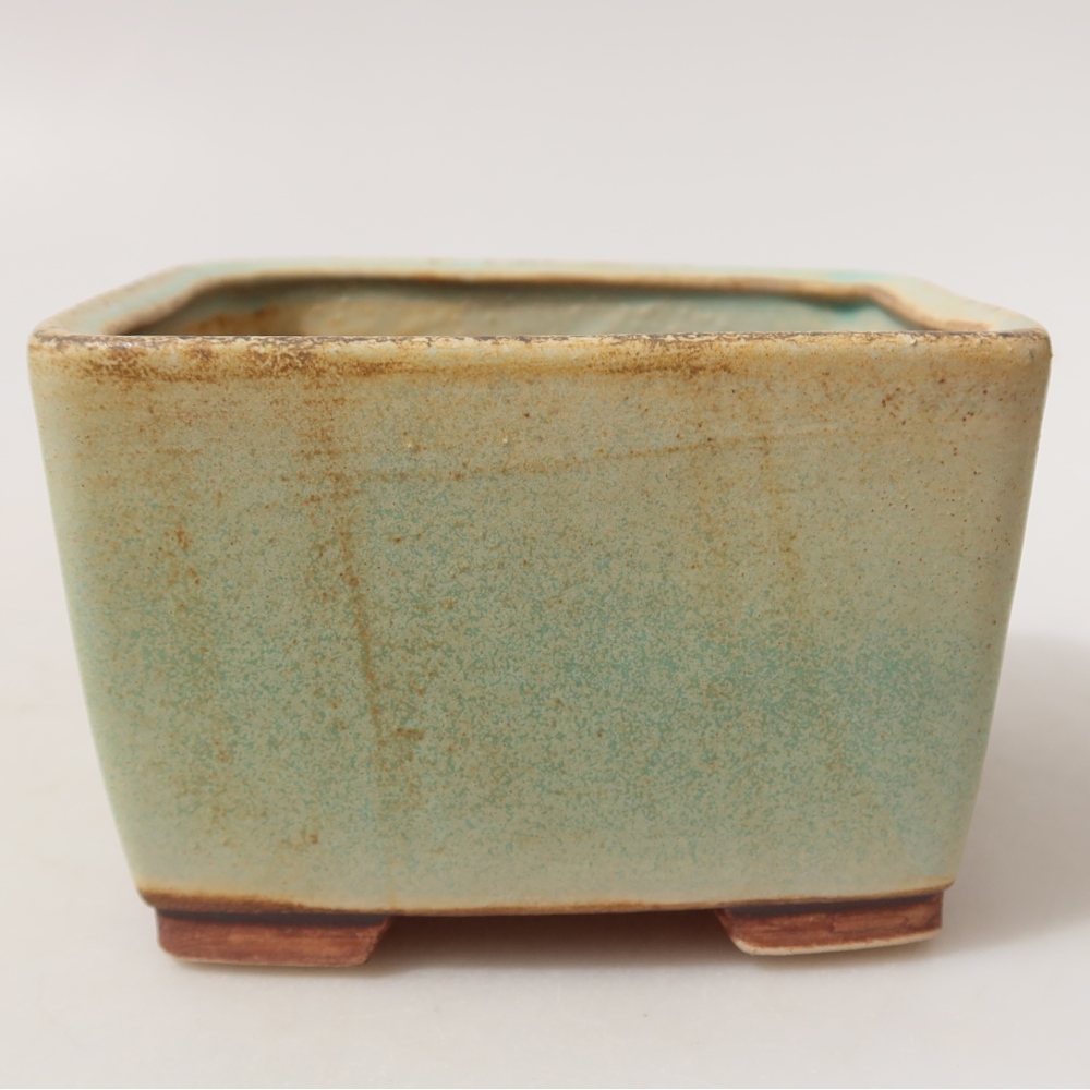 Ceramiczna miska do bonsai 10,5 x 10,5 x 7 cm, kolor zielony