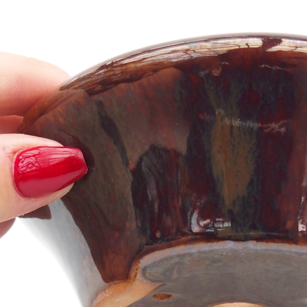 Ceramiczna miska do bonsai 13,5 x 13,5 x 5 cm, brązowa