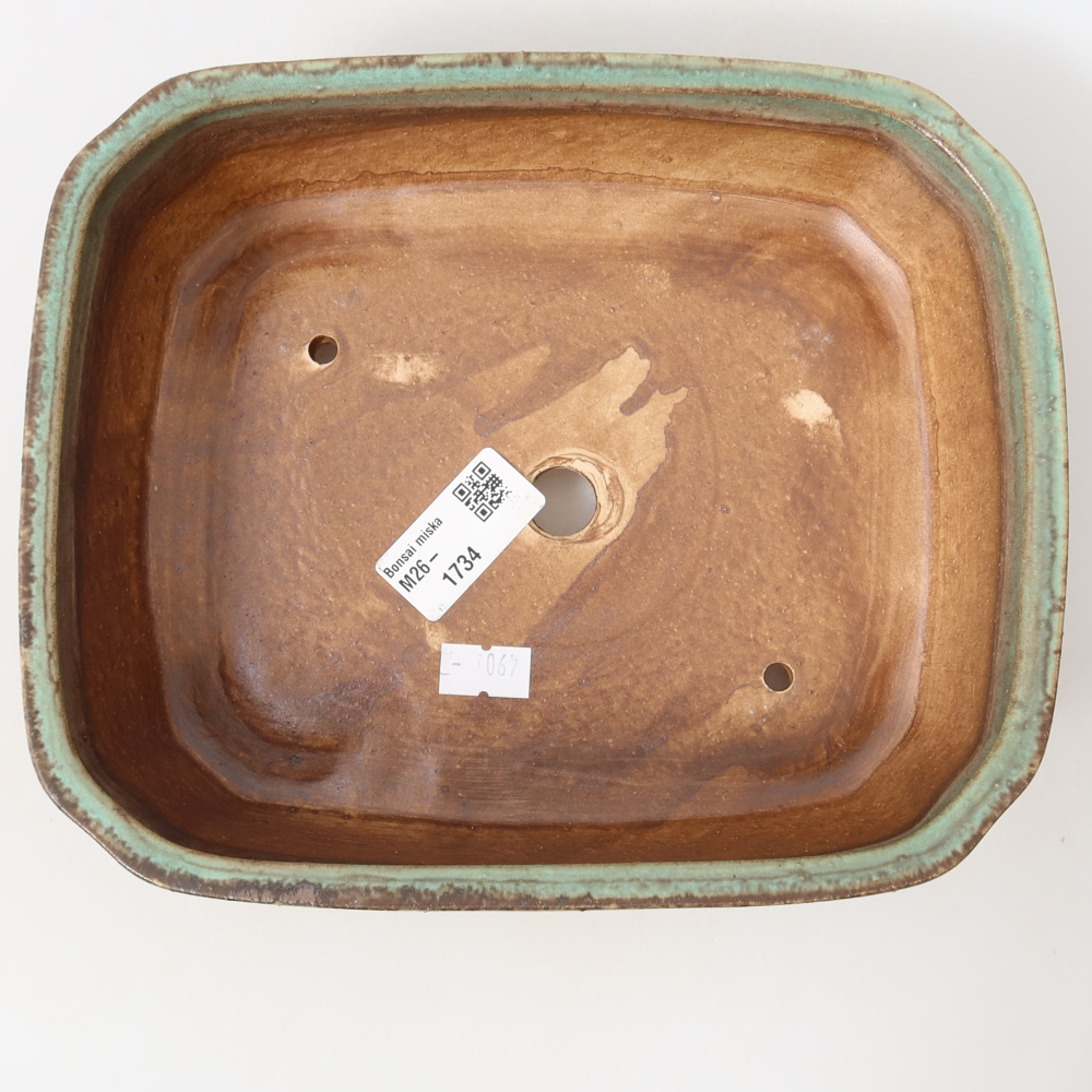 Ceramiczna miska do bonsai 21,5 x 18 x 6 cm, kolor zielony