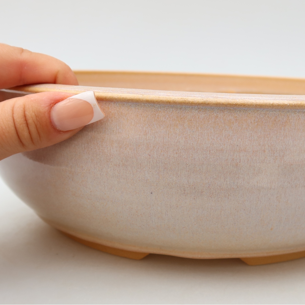 Ceramiczna doniczka do bonsai 26,5 x 26,5 x 8 cm, kolor beżowy
