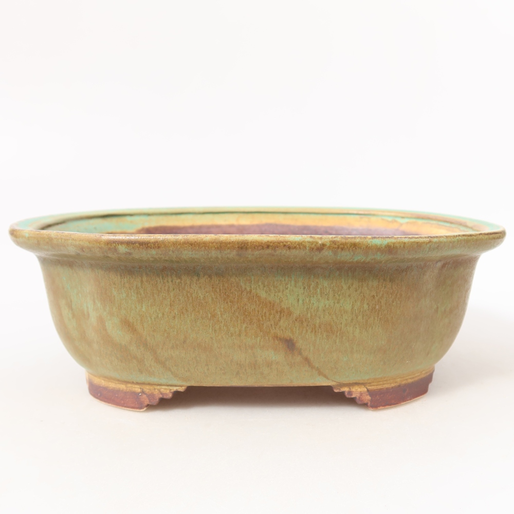 Ceramiczna miska do bonsai 20,5 x 16,5 x 7 cm, kolor zielony