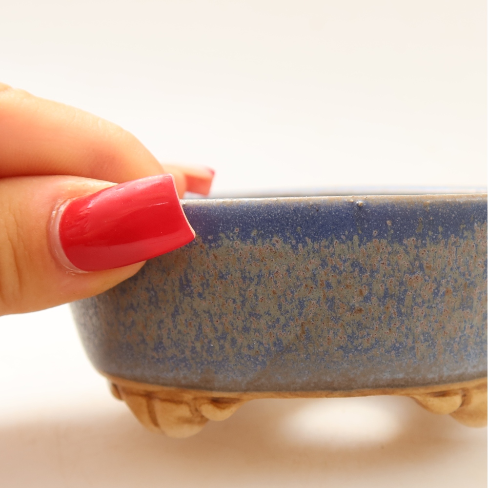 Ceramiczna doniczka do bonsai 9,5 x 8 x 4 cm, kolor niebieski