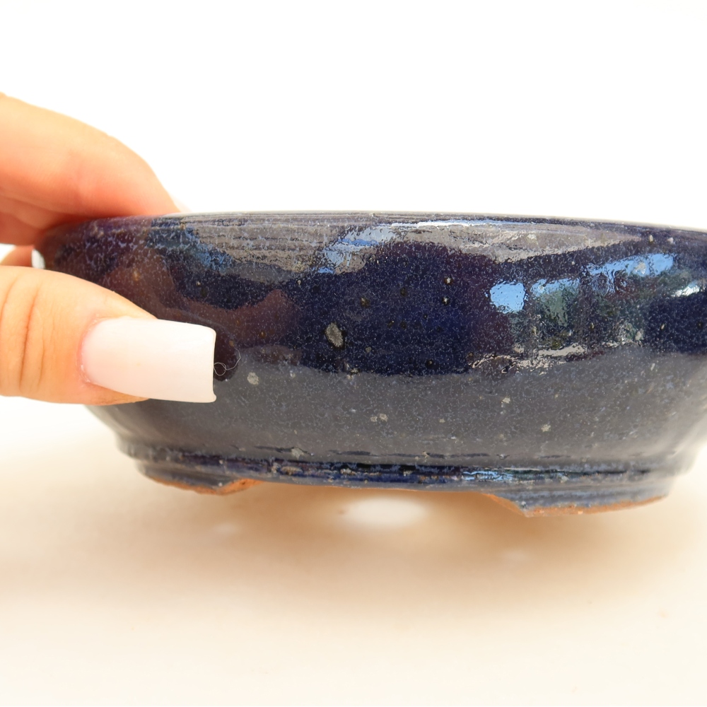Ceramiczna miska do bonsai 14,5 x 14,5 x 4,5 cm, kolor niebieski