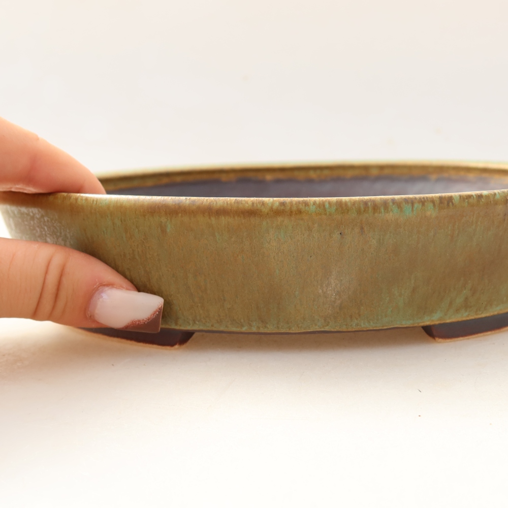 Ceramiczna miska do bonsai 21 x 19 x 4,5 cm, zielona