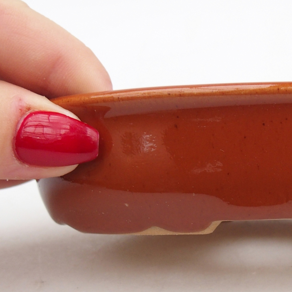 Ceramiczna miska do bonsai 12 x 8,5 x 3 cm, brązowa