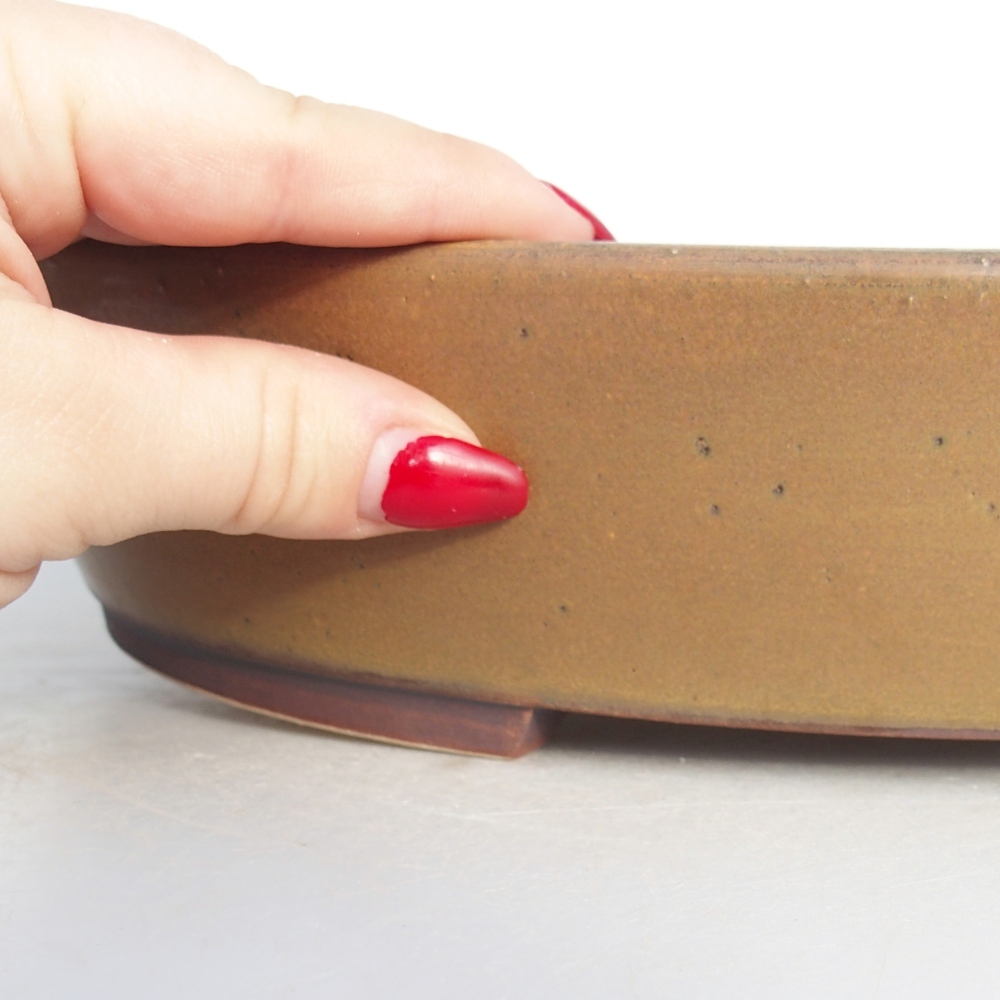 Ceramiczna miska do bonsai 31,5 x 28,5 x 6,5 cm, brązowa