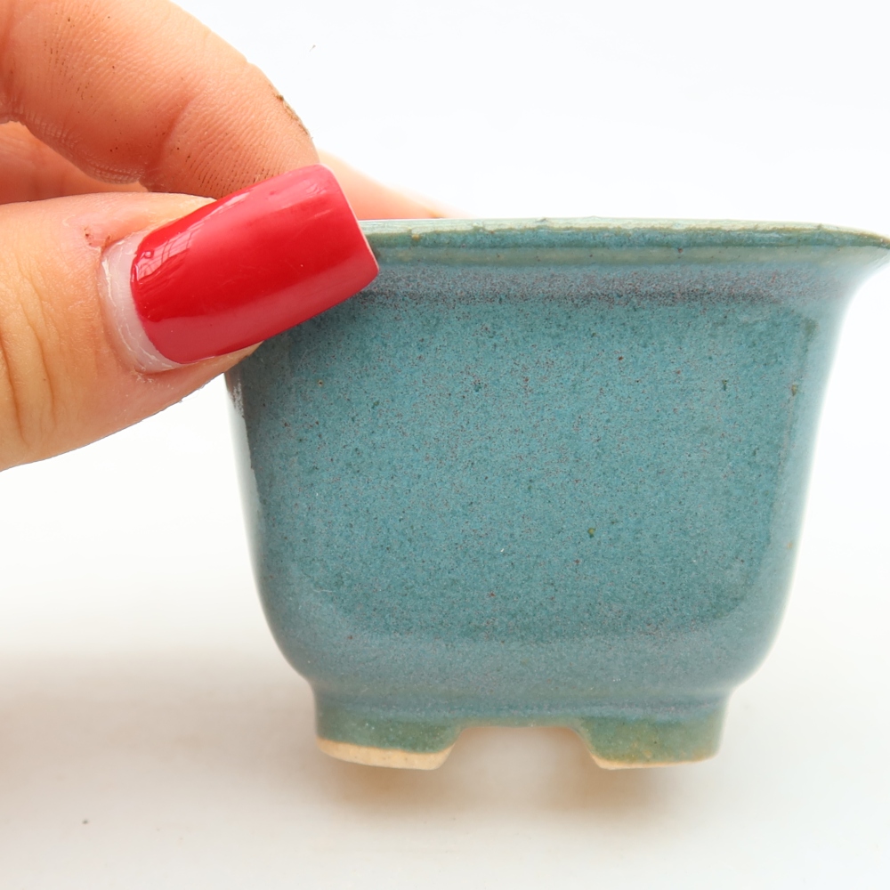 Ceramiczna miseczka do bonsai 6,5 x 6,5 x 5 cm, kolor niebieski