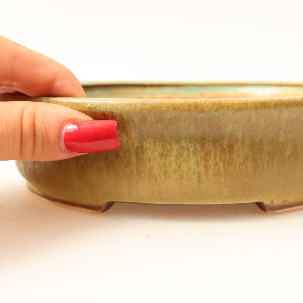Ceramiczna miska do bonsai 17,5 x 16 x 4,5 cm, zielona