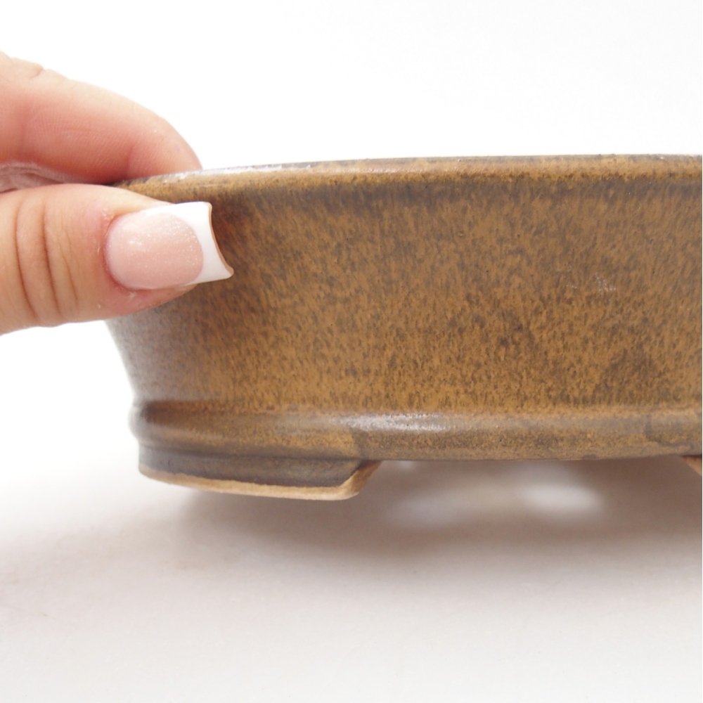 Ceramiczna miska na bonsai 17,5 x 16 x 4,5 cm, brązowa