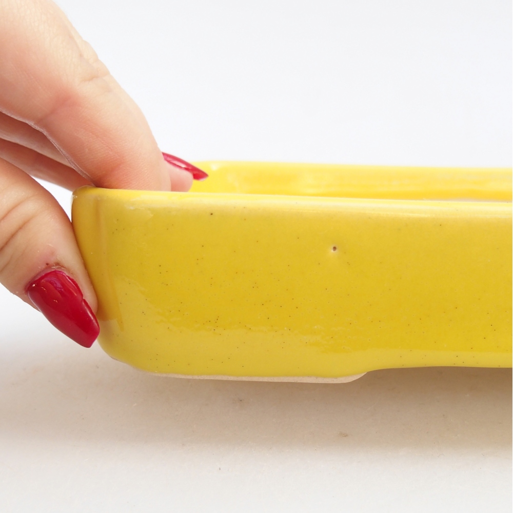 Ceramiczna miska do bonsai 18,5 x 13,5 x 3,5 cm, żółta