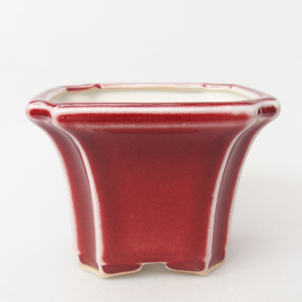 Ceramiczna miska do bonsai 10 x 10 x 7 cm, kolor czerwony