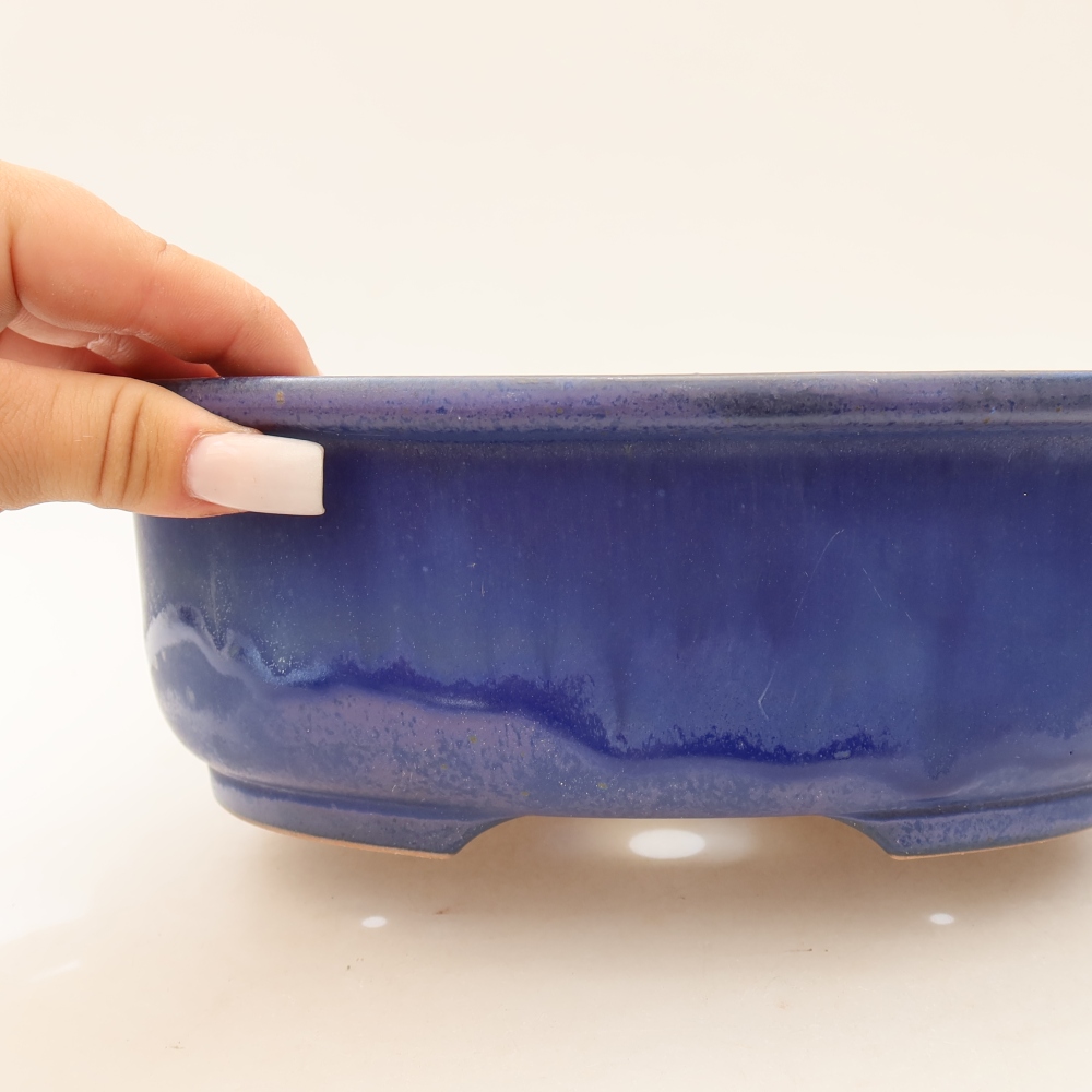 Ceramiczna miska do bonsai 23 x 19 x 8 cm, kolor niebieski