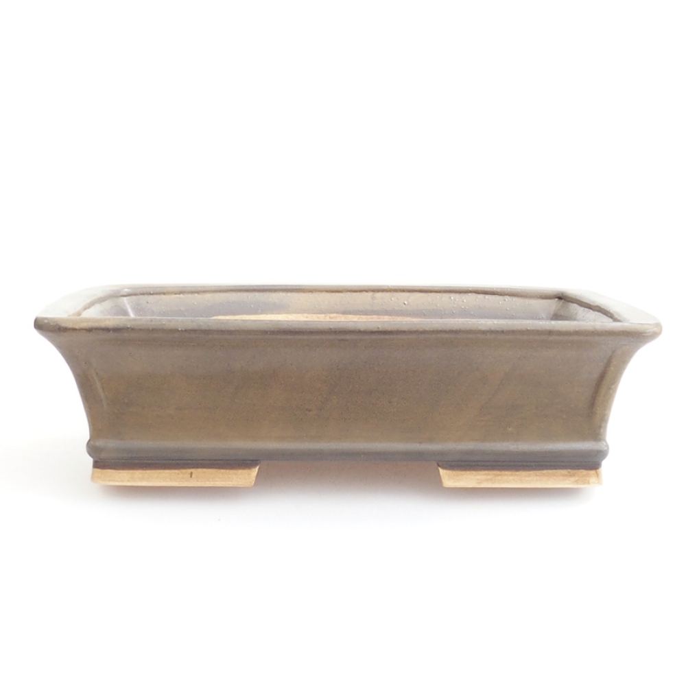 Ceramiczna miska na bonsai 29,5 x 25 x 7,5 cm, brązowa