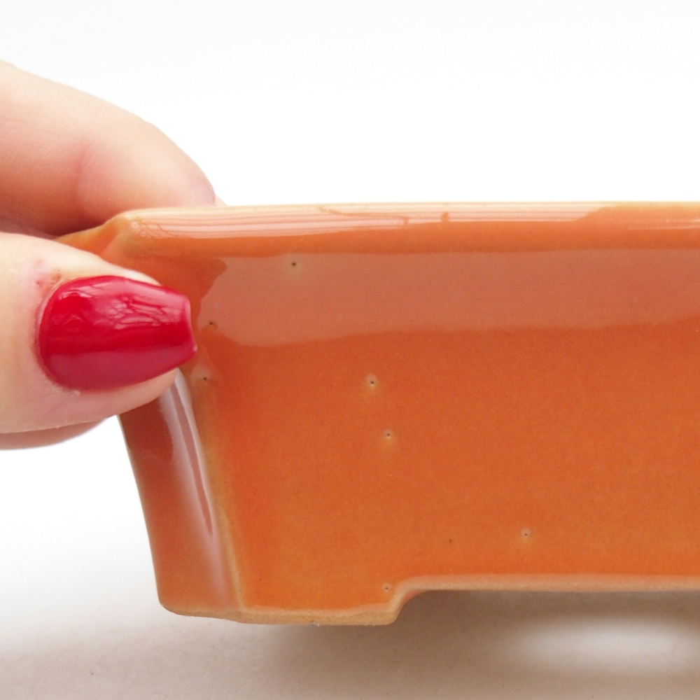 Ceramiczna miska na bonsai 13 x 10,5 x 4 cm, pomarańczowa