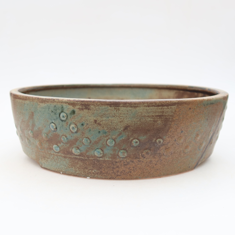 Ceramiczna miska do bonsai 24 x 24 x 7 cm, kolor brązowo-zielony