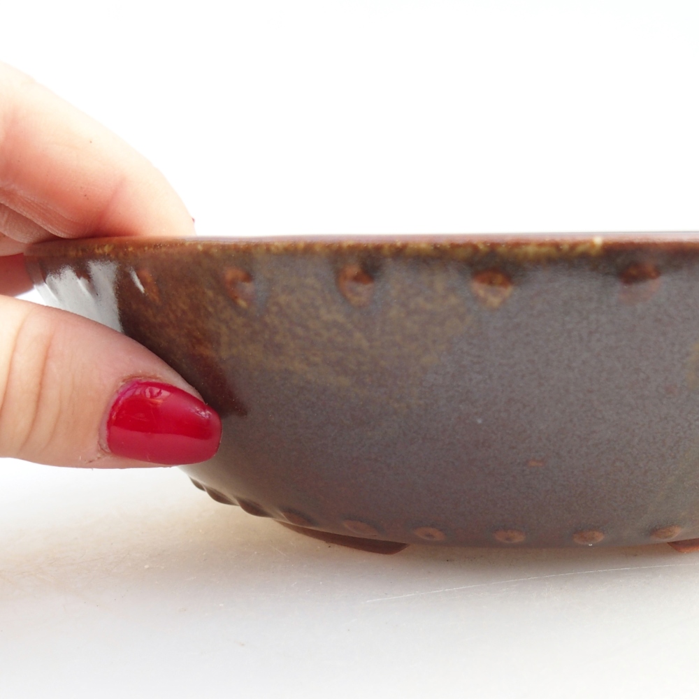 Ceramiczna miska do bonsai 17,5 x 17,5 x 5 cm, brązowa