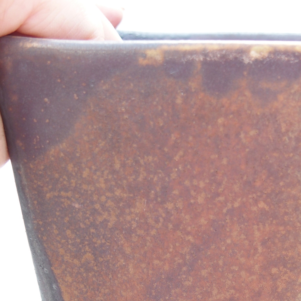 Ceramiczna miska bonsai 15 x 15 x 19 cm, kolor brązowo-zielony