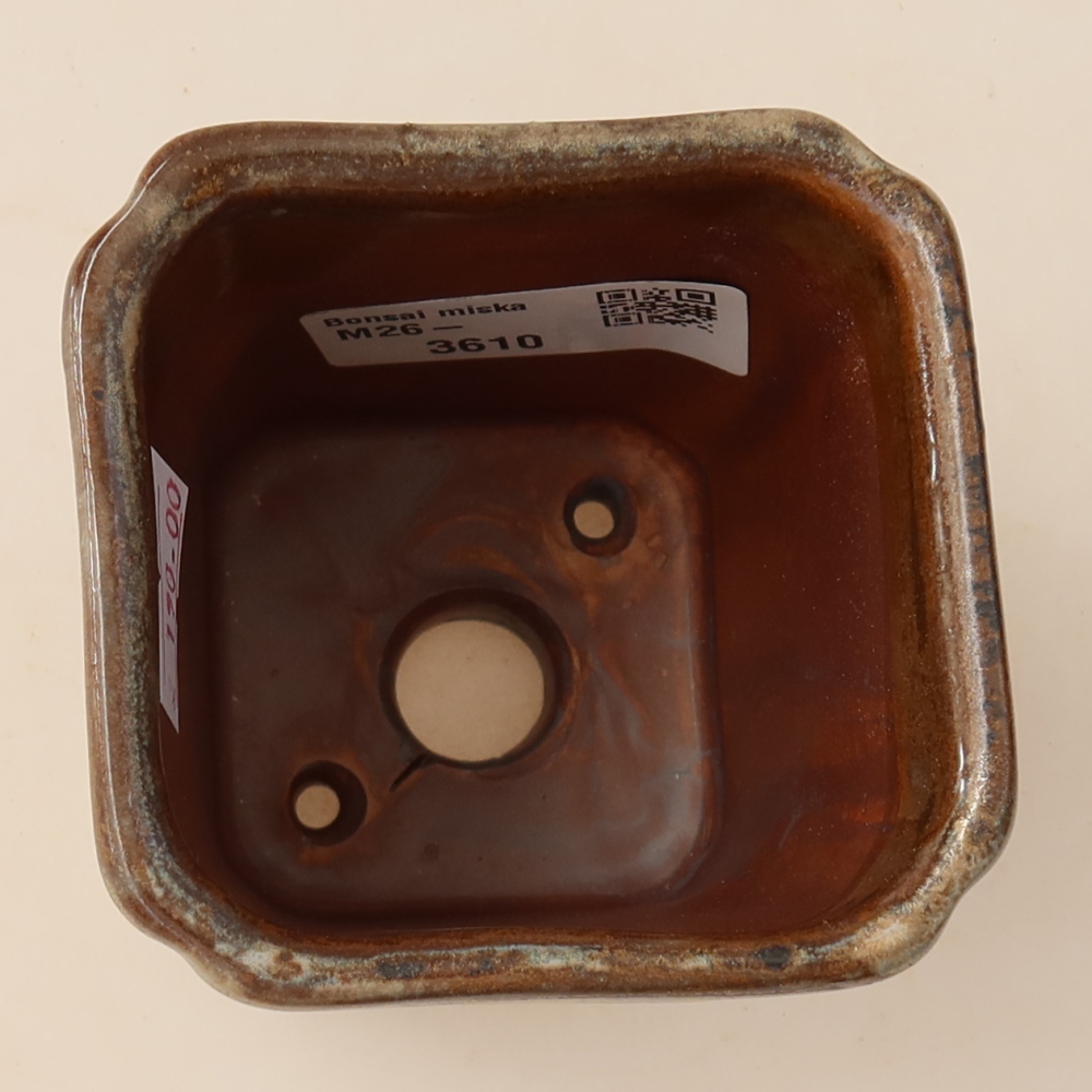 Ceramiczna miseczka do bonsai 7 x 7 x 8,5 cm, kolor brązowy