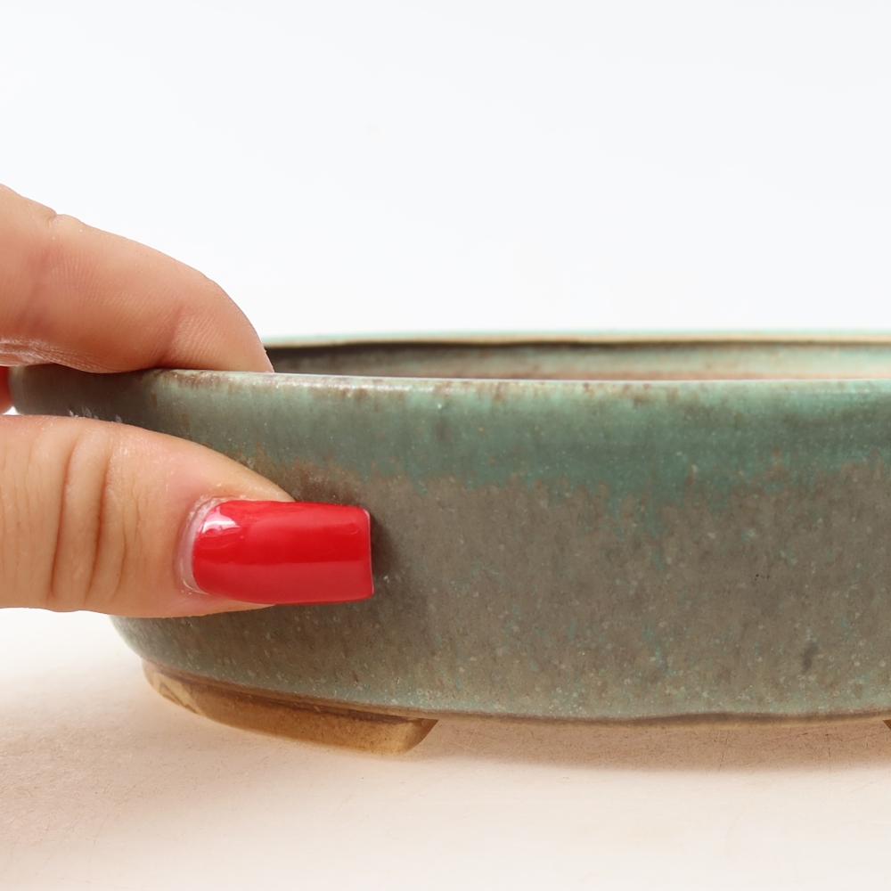 Ceramiczna miska do bonsai 18,5 x 16,5 x 4,5 cm, zielona