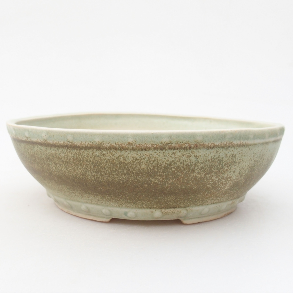 Ceramiczna miska bonsai 18 x 18 x 5,5 cm, kolor zielony