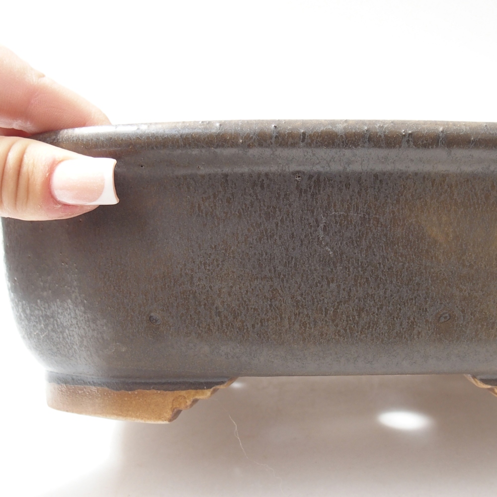 Ceramiczna miska na bonsai 25 x 21 x 8 cm, brązowa