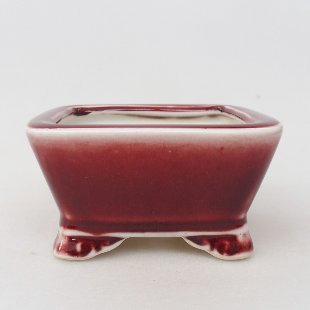 Ceramiczna miska do bonsai 9,5 x 9,5 x 5 cm, kolor czerwony