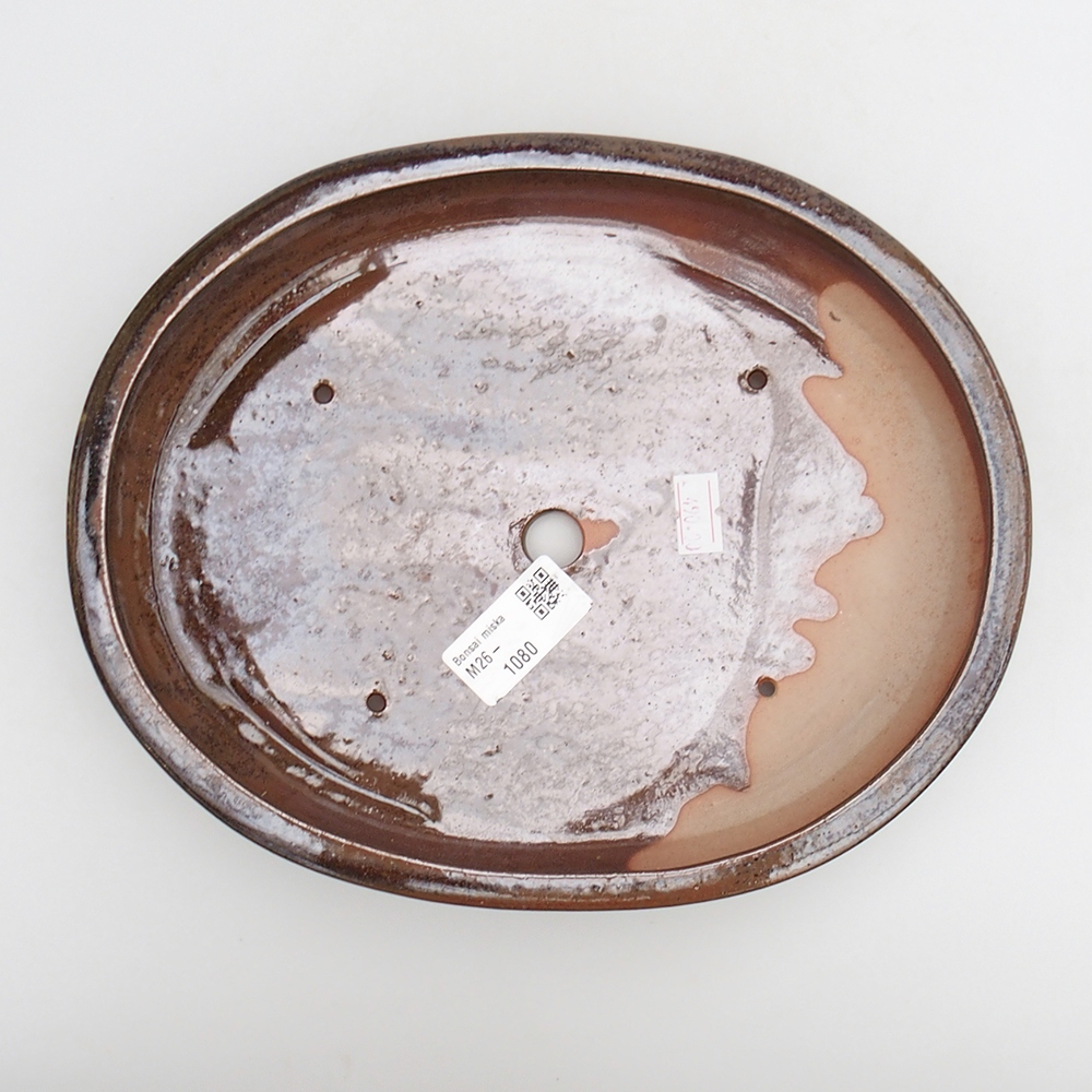 Ceramiczna miska na bonsai 24 x 19,5 x 4 cm, brązowa
