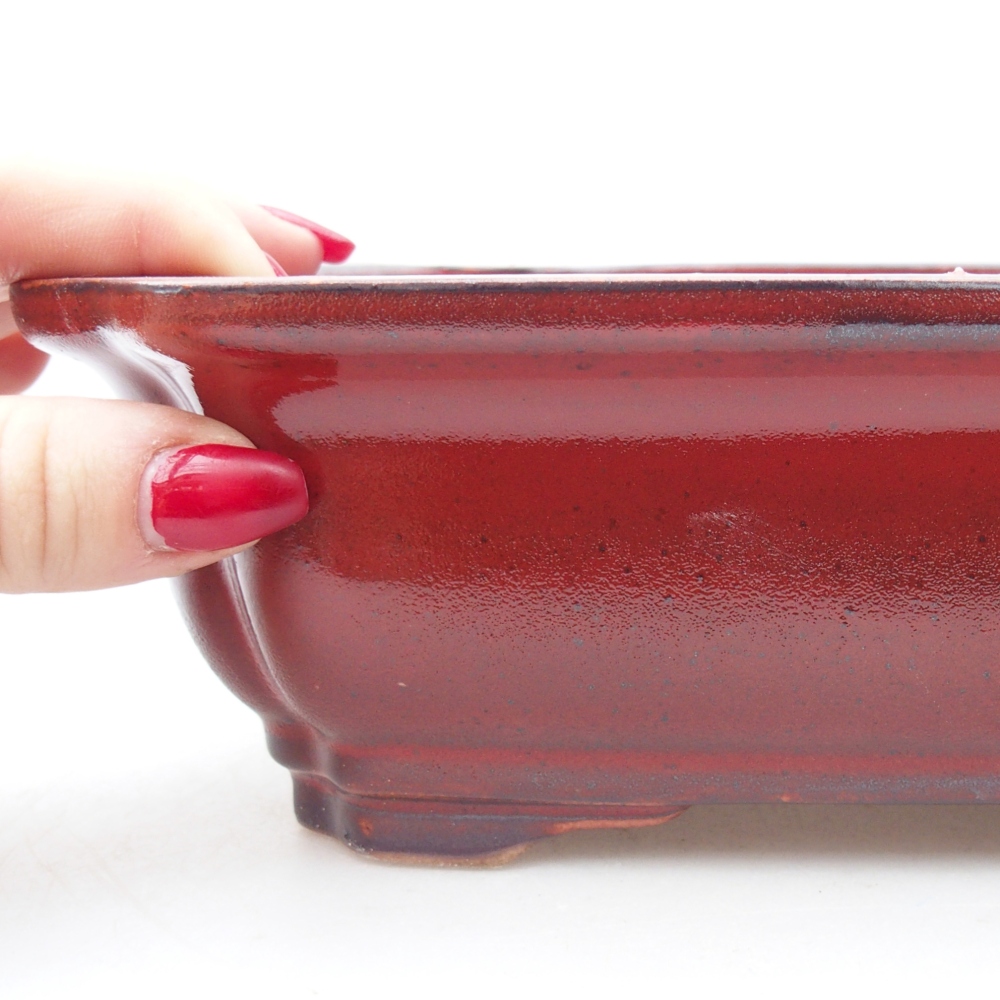 Ceramiczna miska bonsai 28 x 22 x 7 cm, kolor czerwony