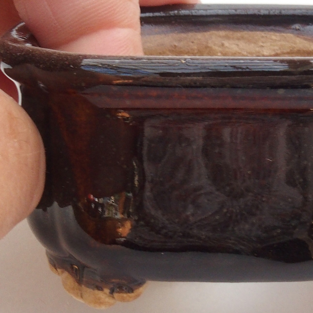 Ceramiczna miska do bonsai 7,5 x 7,5 x 3,5 cm, kolor czarny