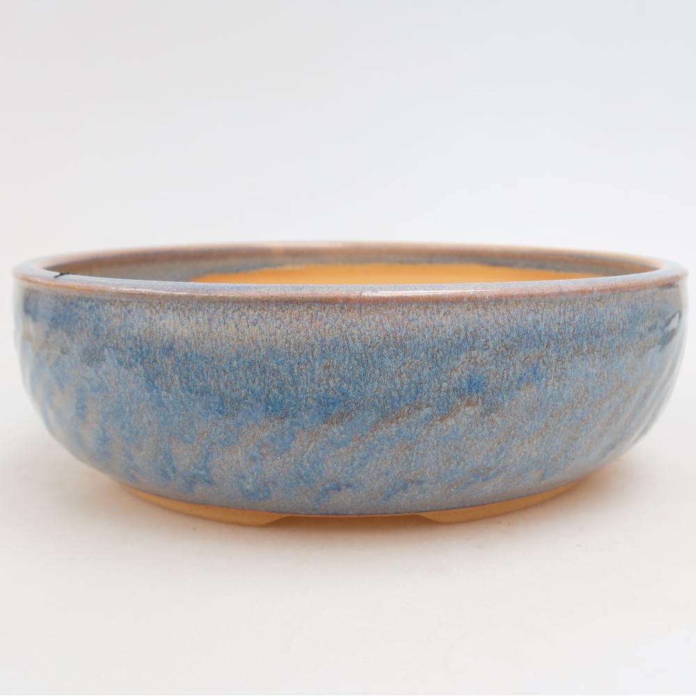 Ceramiczna miska do bonsai 21,5 x 21,5 x 6,5 cm, kolor niebieski