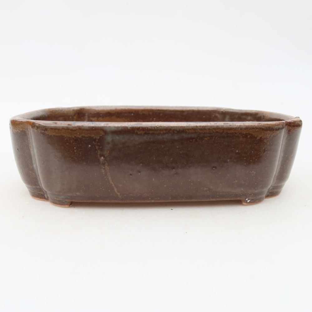 Ceramiczna miseczka do bonsai 16 x 11,5 x 4 cm, kolor brązowy