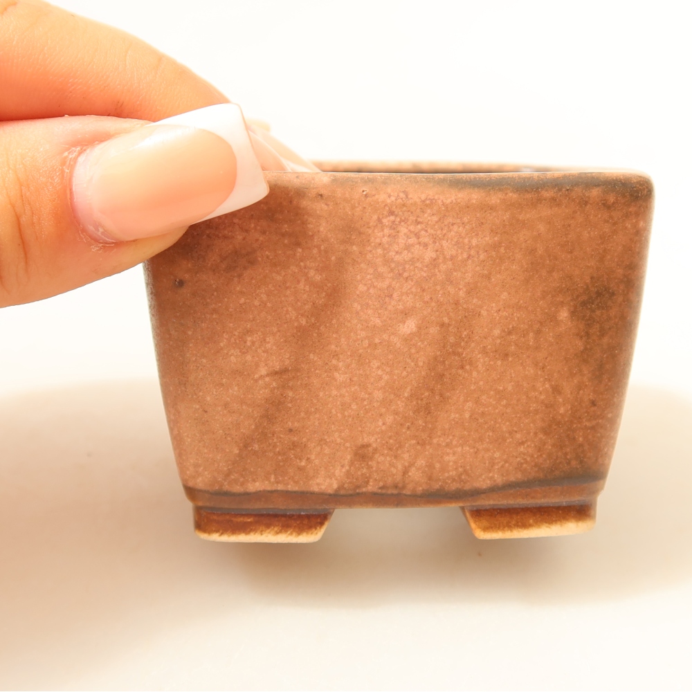 Ceramiczna miseczka do bonsai 6,5 x 6,5 x 4,5 cm, kolor różowy
