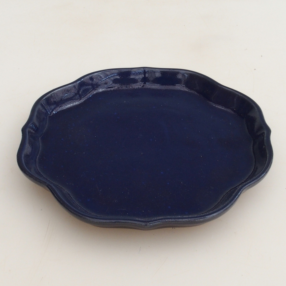 Ceramiczna miska H06 - 14 x 14 x 1,5 cm - niebieska