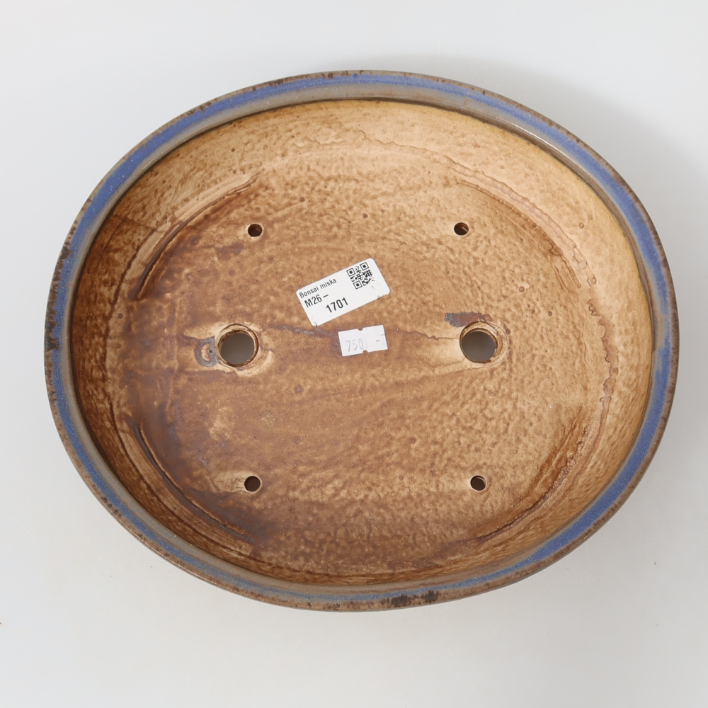 Ceramiczna miska do bonsai 26,5 x 24 x 5,5 cm, kolor niebieski