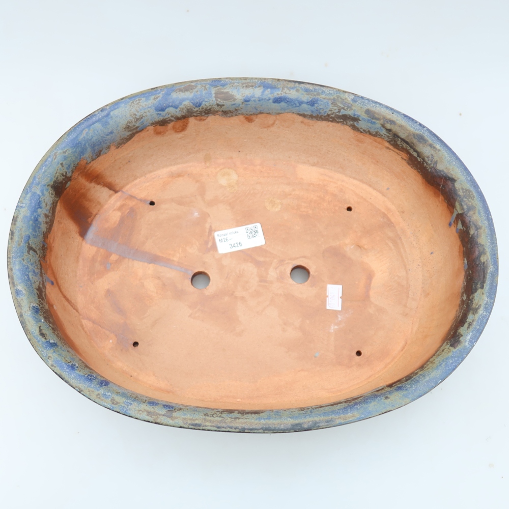 Ceramiczna miska do bonsai 36 x 28 x 8,5 cm, kolor brązowo-niebieski