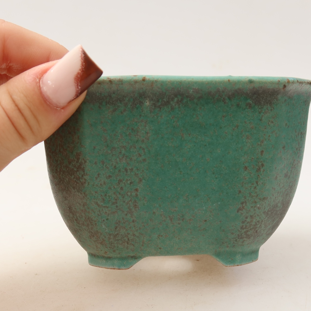 Ceramiczna miska do bonsai 10 x 10 x 6,5 cm, kolor zielony