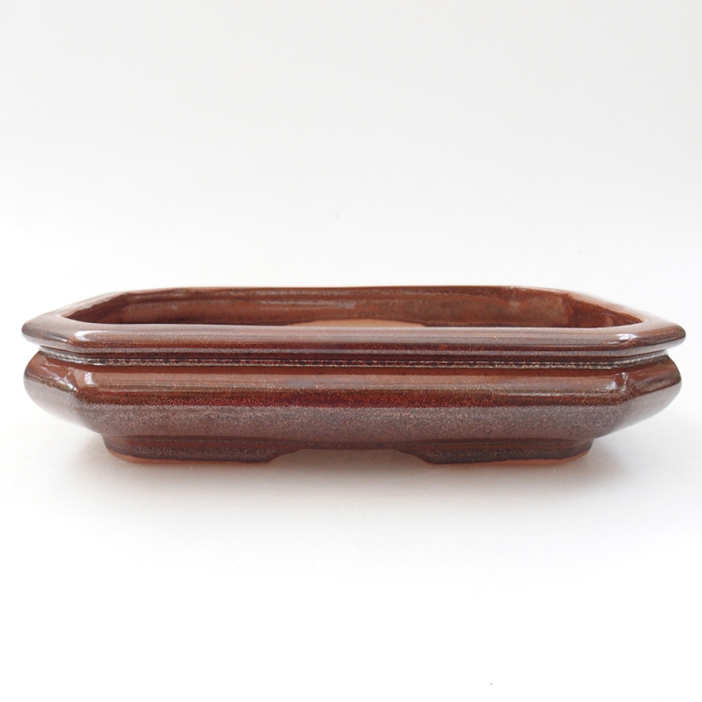Ceramiczna miska bonsai 19 x 13,5 x 4,5 cm, kolor brązowy